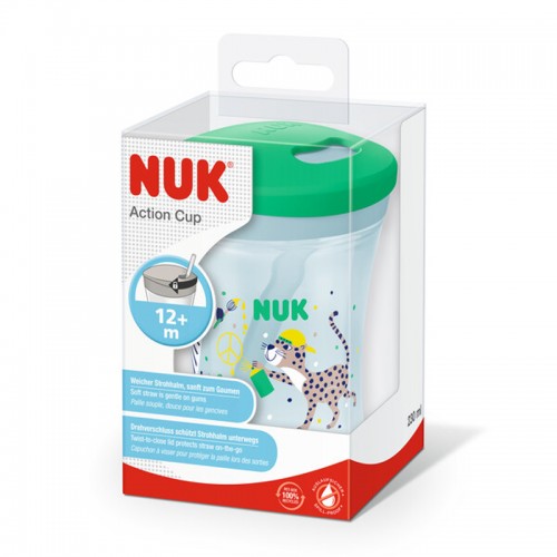 NUK Evolution Action Cup 230ml | Toddler Drinking Cup | 12 Months+ | Made in Germany | Leopard | Cat | Crab